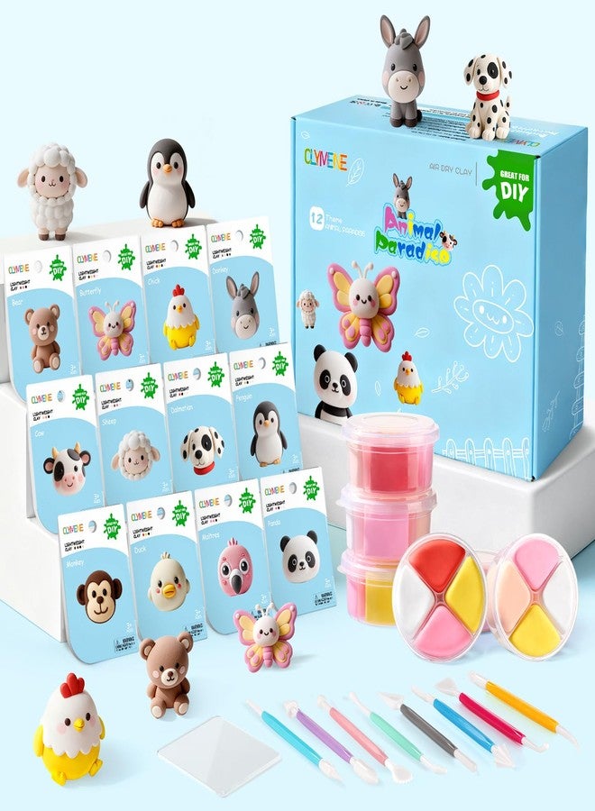 CLYMENE Air Dry Clay Kit for Kids, 12 Animals Modeling Clay with Tools & Tutorials, Arts and Crafts Creative Toys for Boys and Girls Ages 3+ - Image 1